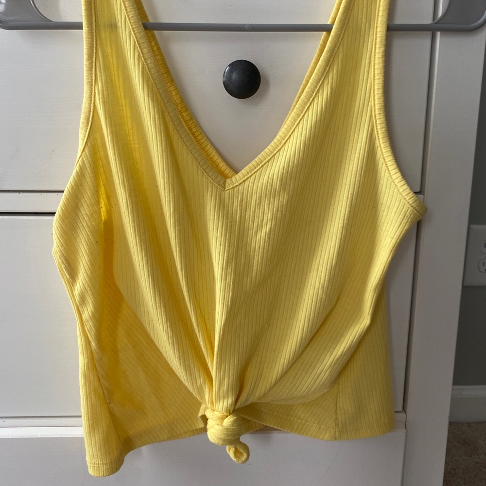 Yellow Loose Tank with knotted bottom